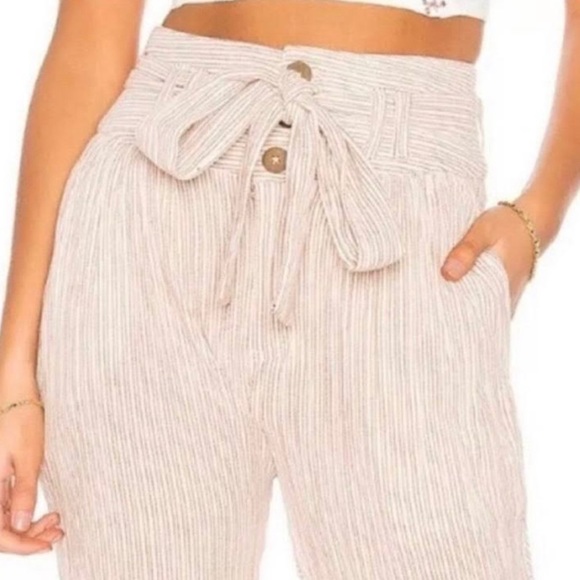 Free People high rise striped jumpsuit pants sz 6 - Picture 2 of 10